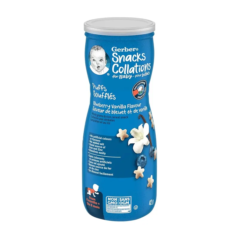 Gerber Puffs Souffles Blueberry Vanilla Flavour From 8 Months+ 42g