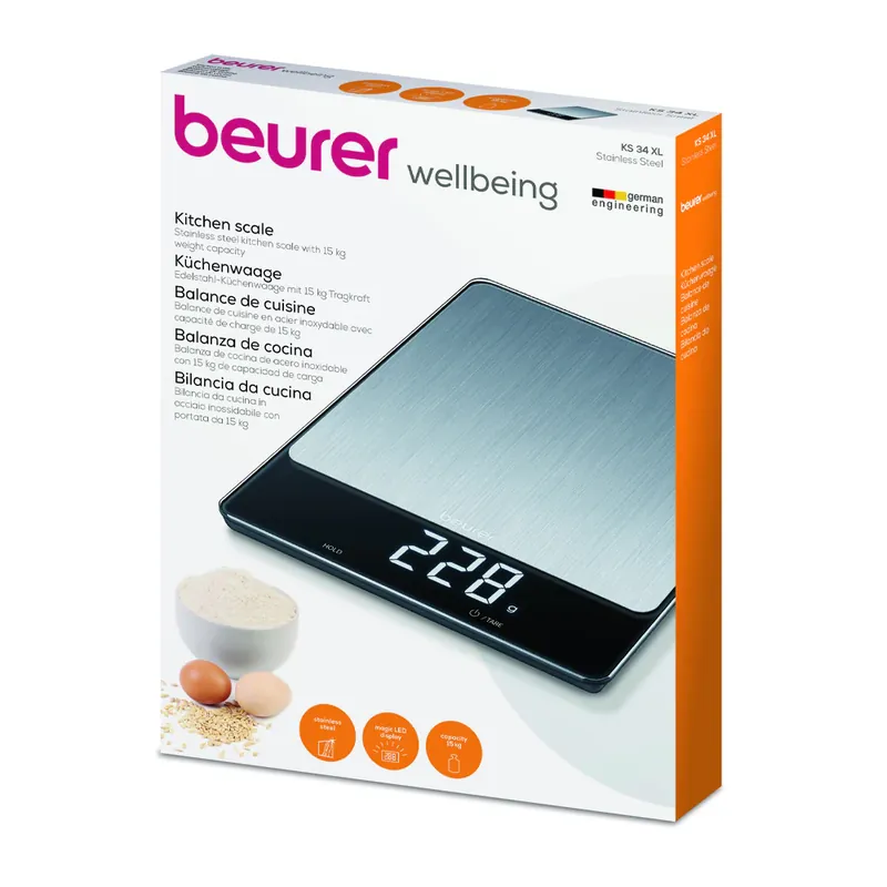 Beurer Stainless Steel Kitchen Scale Ks 34xl