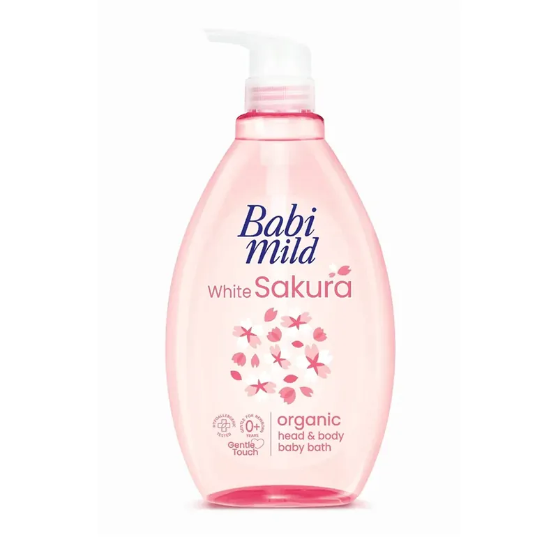 Babi Mild White Sakura Organic Head & Body Baby Bath 800ml
