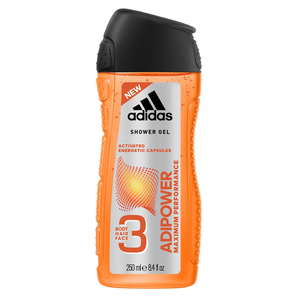 Adidas Adipower Maximum Performance Activated Energetic Capsules Body Hair Face 3 Shower Gel