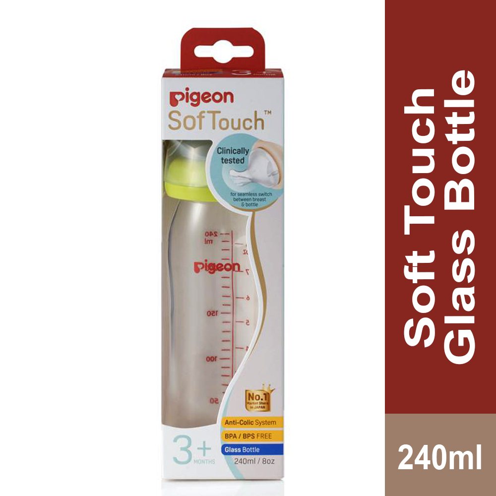 Pigeon Soft Touch Glass Bottle 3M+